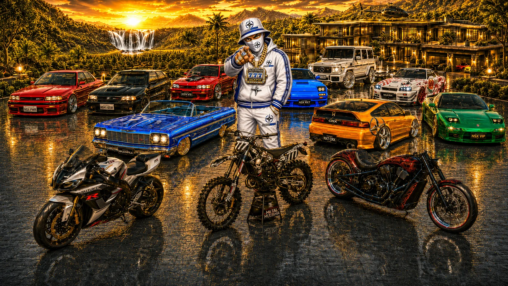 Slotzninja VIP Garage — JDM cars, lowriders and bikes